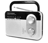 Metronic Radio portable 477220, FM Grandes Ondes, sortie casque, poignée rabattable, Noir/Blanc