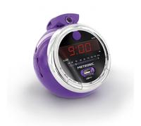 Metronic Radio-Réveil Horloge De Table Chevet Avec Projection Fm USB Écran Mauve