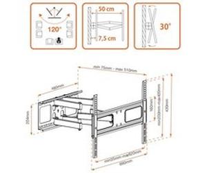 Metronic - Support - pour Écran LCD - Taille d'écran : 55"-70" - Interface de montage : 600 x 400 mm - montable sur mur noir G