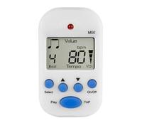 Métronome numérique, sortie casque professionnelle à 2 canaux, métronome électronique, fonction TAP, mini métronomes pour guitare, piano, violon (Blanche)