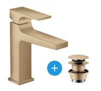 hansgrohe Metropol mitigeur monocommande de lavabo 110, avec poignée, vidage par poussée, saillie 135mm, 32507140, Couleur: bronze brossé