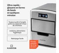 Klarstein 10031881 machine à glaçons Machine à glaçon incornporé/sur pied 12 kg/24h 150 W Acier inoxydable