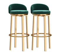 METTEOR Ensemble de 2 tabourets de Bar pivotants en Velours, Hauteur comptoir 65 cm avec Repose-Pieds, Design Moderne à Dossier Bas pour Cuisine, pub, Bistro - Assise élégante et Confortable (Pieds