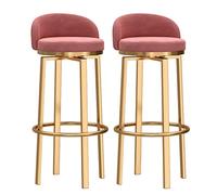 METTEOR Ensemble de 2 tabourets de Bar pivotants en Velours, Hauteur comptoir 65 cm avec Repose-Pieds, Design Moderne à Dossier Bas pour Cuisine, pub, Bistro - Assise élégante et Confortable (Pieds