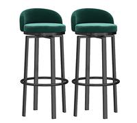 METTEOR Ensemble de 2 tabourets de Bar pivotants en Velours, Hauteur comptoir 65 cm avec Repose-Pieds, Design Moderne à Dossier Bas pour Cuisine, pub, Bistro - Assise élégante et Confortable (Pieds