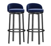 METTEOR Ensemble de 2 tabourets de Bar pivotants en Velours, Hauteur comptoir 65 cm avec Repose-Pieds, Design Moderne à Dossier Bas pour Cuisine, pub, Bistro - Assise élégante et Confortable (Pieds