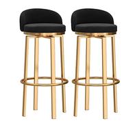 METTEOR Ensemble de 2 tabourets de Bar pivotants en Velours, Hauteur comptoir 65 cm avec Repose-Pieds, Design Moderne à Dossier Bas pour Cuisine, pub, Bistro - Assise élégante et Confortable (Pieds