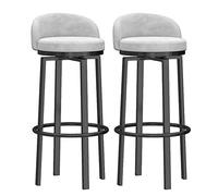 METTEOR Ensemble de 2 tabourets de Bar pivotants en Velours, Hauteur comptoir 65 cm avec Repose-Pieds, Design Moderne à Dossier Bas pour Cuisine, pub, Bistro - Assise élégante et Confortable (Pieds