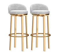 METTEOR Ensemble de 2 tabourets de Bar pivotants en Velours, Hauteur comptoir 65 cm avec Repose-Pieds, Design Moderne à Dossier Bas pour Cuisine, pub, Bistro - Assise élégante et Confortable (Pieds