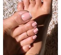Mettez à niveau votre apparence avec 24 pièces Ongles pressés courts carrés en style français avec couverture complète minimalistes fausses pour les orteils, kit de manucure pour femmes et filles, fou