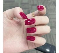 Mettez votre style à niveau avec un ensemble de 24pcs d'ongles en acryliques courts carrés avec design rouge rose glamour, set de nail art, ongles pressés pour femmes et filles, fournitures de manucur