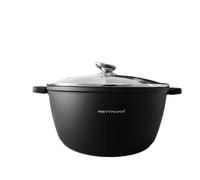 METTMANN PROFESSIONNEL - Marmite Faitout - Fonte d'Aluminium - Revêtement Céramique Type Pierre - Couvercle en Verre - Tous Feux dont Induction - Sans PFOA (44cm)