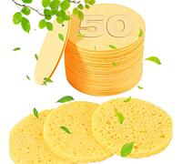 METUUTER Lot de 50 éponges compressées pour le visage pour esthéticiennes - 100% cellulose naturelle - Éponges cosmétiques professionnelles pour le nettoyage du visage, massage, exfoliation des