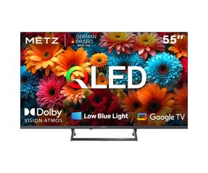 METZ 55MQF7500Z TV 55 pouces (140 cm) QLED 4K UHD Google TV, HDR10+, Dolby Vision & Atmos, HDMI 2.1, VRR, MEMC, Chromecast intégré, triple tuner DVB-T/T2/C/S/S2, faible lumière bleue