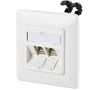 Metz Connect 130B11D21002-E Prise réseau encastré insert avec plaque centrale et châssis 2 ports blanc pur