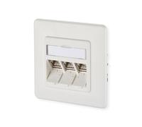 Metz Connect 130B12D31002-E Prise réseau encastrée avec plaque centrale et cadre CAT 6a 3 fesses