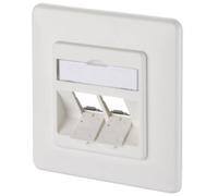 Metz Connect 130B20D21002KE Prise réseau encastré insert avec plaque centrale et châssis non équipé 2 ports blanc pur (RAL 9010)