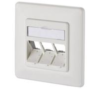 Metz Connect 130B20D31002KE Prise réseau encastré insert avec plaque centrale et châssis non équipé 3 ports blanc pur (RAL 9010)