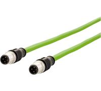 Metz Connect 142M1D11010 M12 Câble réseau, câble patch CAT 5e SF/FTP 1.00 m vert gaine PUR, résistant aux acides, résistant à lozone, résistant aux UV, pour
