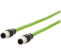 Metz Connect 142M1D11020 M12 Câble réseau, câble patch CAT 5e SF/FTP 2.00 m vert gaine PUR, résistant aux acides, résistant à