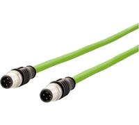 Metz Connect 142M1D11100 M12 Câble réseau, câble patch CAT 5e SF/FTP 10.00 m vert gaine PUR, résistant aux acides, résistant à lozone, résistant aux UV, pour