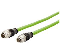 Metz Connect 142M2X11010 M12 Câble réseau, câble patch CAT 6a S/FTP 1.00 m vert gaine PUR, résistant aux acides, résistant à