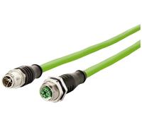 Metz Connect 142M2X12100 M12 Câble réseau, câble patch CAT 6a S/FTP 10.00 m vert gaine PUR, résistant aux acides, résistant à
