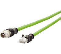 Metz Connect 142M2X15020 M12 Câble réseau, câble patch CAT 6a S/FTP 2.00 m vert gaine PUR, résistant aux acides, résistant à