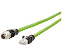 Metz Connect 142M2X15020 M12 Câble réseau, câble patch CAT 6a S/FTP 2.00 m vert gaine PUR, résistant aux acides, résistant à