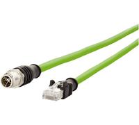 Metz Connect 142M2X15100 M12 Câble réseau, câble patch CAT 6a S/FTP 10.00 m vert gaine PUR, résistant aux acides, résistant à