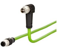 Metz Connect 142M2X1B020 M12 Câble réseau, câble patch CAT 6a S/FTP 2.00 m vert gaine PUR, résistant aux acides, résistant à