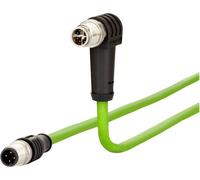 Metz Connect 142M2X1B050 M12 Câble réseau, câble patch CAT 6a S/FTP 5.00 m vert gaine PUR, résistant aux acides, résistant à lozone, résistant aux UV, pour