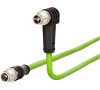 Metz Connect 142M2X1C010 M12 Câble réseau, câble patch CAT 6a S/FTP 1.00 m vert gaine PUR, résistant aux acides, résistant à lozone, résistant aux UV, pour