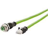 Metz Connect 142M2X25010 M12 Câble réseau, câble patch CAT 6a S/FTP 1.00 m vert gaine PUR, résistant aux acides, résistant à lozone, résistant aux UV, pour