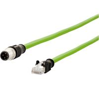 Metz Connect 142M4D15100 M12 Câble réseau, câble patch CAT 5e S/UTP 10.00 m vert gaine PUR, résistant aux acides, résistant à lozone, résistant aux UV, pour