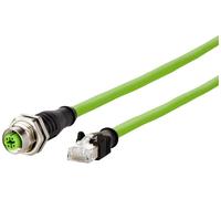 Metz Connect 142M4D25050 M12 Câble réseau, câble patch CAT 5e S/UTP 5.00 m vert gaine PUR, résistant aux acides, résistant à