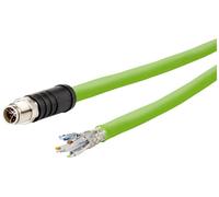 Metz Connect 142M6X10020 M12 Câble réseau, câble patch CAT 6a SF/UTP 2.00 m vert gaine PUR, résistant aux acides, résistant à