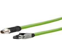 Metz Connect 142M6X18050 Câble réseau M12, câble patch CAT 6a SF/UTP 5 m vert Gaine PUR, résistant aux acides, à l'ozone, aux UV, peut être traîné (142M6X18050)