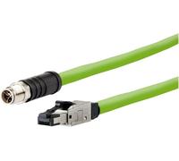 Metz Connect 142M6X18050 M12 Câble réseau, câble patch CAT 6a SF/UTP 5.00 m vert gaine PUR, résistant aux acides, résistant à lozone, résistant aux UV, pour