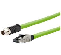 Metz Connect 142M6X18100 M12 Câble réseau, câble patch CAT 6a SF/UTP 10.00 m vert gaine PUR, résistant aux acides, résistant à