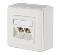 Metz Connect BTR NETCOM Boîte de raccordement, Cat.6A 2xRJ45, AP, blanc gris TN E-DATmod-2AP-rws Quantité:1
