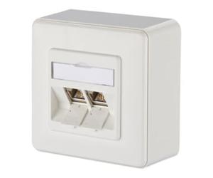 Metz Connect BTR NETCOM Boîte de raccordement, Cat.6A 2xRJ45, AP, blanc gris TN E-DATmod-2AP-rws Quantité:1
