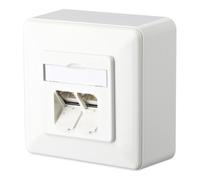 Metz Connect Prise réseau encastrée 130C381002-I Cat.6A 2 ports plaque centrale châssis blanc pur