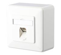 Prise réseau encastré insert avec plaque centrale et châssis CAT 6a 1 port Metz Connect 130C371002-I blanc pur