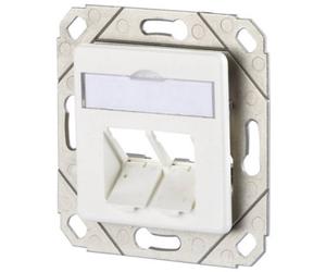 Metz Connect Prise réseau encastré insert avec plaque centrale 2 ports blanc pur (RAL 9010)
