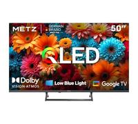 Metz QLED TV 50 Pouces (126 cm) 4K Smart LED Television Google Tele HDR 10 MEMC DBX Dolby Atmos 120Hz Mode Game Hub EyeCare Tuner DVB-T/-T2/-C/-S/-S2 CI+ (2025 Modèle, Noir 50MQF7500Z)