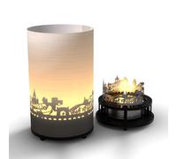 Metz skyline bougie votive dans un coffret cadeau de qualité supérieure, silhouette en acier inoxydable 3D avec bougeoir, bougeoir et écran de projection.