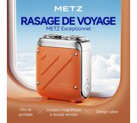 METZ Traveller Rasoir électrique à grille sans fil mini portable pour homme, Utilisation à sec et humide, Étanche, Autonomie 60 min
