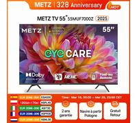 Metz TV 43 55 pouces 4K UHD Smart LED TV Google TV HDR 10 MEMC Dolby Audio Google Cast commande vocale Tuner 43MUF7000Z 55MUF7000Z