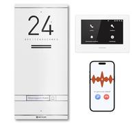 Metzler ADM10 Kit complet d'interphone avec plaque nominative interchangeable - Connexion IP à 2 fils - Pour 1 maison familiale - Blanc